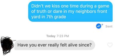 Woman matches with first kiss on Tinder