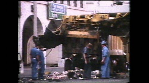 Three people were killed when a bomb ripped apart a garbage bin outside Sydney's Hilton Hotel in 1978.