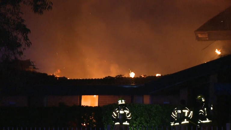 The church was in flames when fire crews arrived. (Nine)