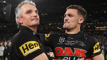 Ivan Cleary tears up after the 2022 NRL grand final.