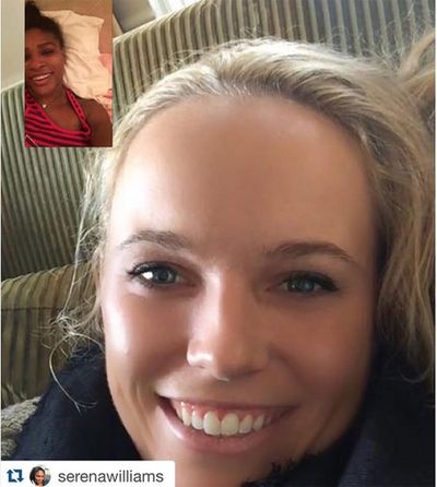 Wozniacki, and best pal Serena Williams, enjoy some face time.