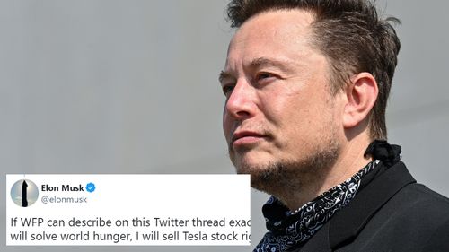 Elon Musk has offered to sell some of his Tesla stock "right now" if the UN can prove that $6 billion will solve world hunger.