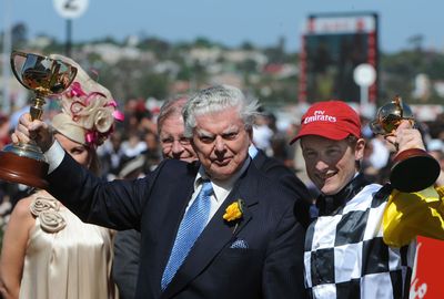 Bart with Blake Shinn after winning the 2008 Melbourne Cup.