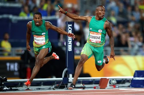 Simbine (right) won in 10.03 seconds, ahead of teammate Henricho Bruintjies. (Getty)