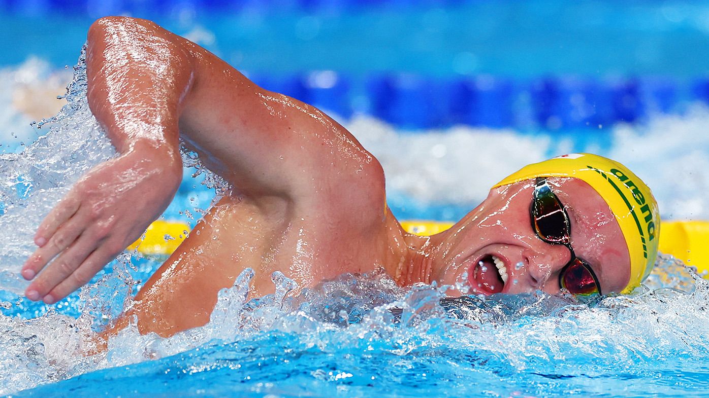 Australia&#x27;s Elijah Winnington en route to winning silver.