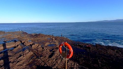 The rock shelf at Hill 60 park, Port Kembla, near where the man was swept off the rocks.