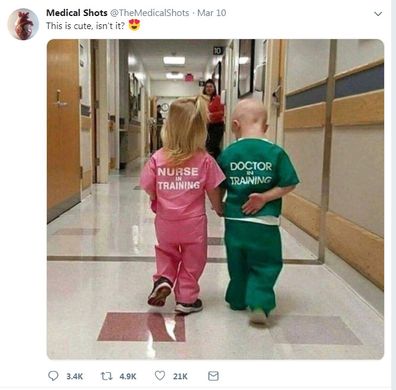 Photo of children in medical scrubs sparks outrage