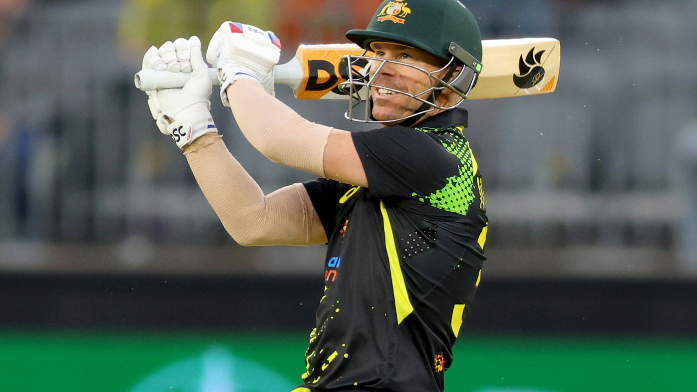 David Warner in action against England in Perth.
