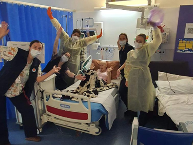 Bridgette with her team in hospital.