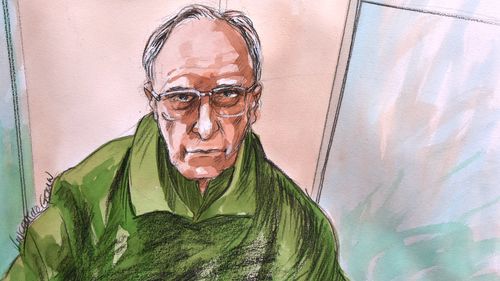 Court sketch of former Hey Dad! star and convicted child sex offender Robert Hughes.