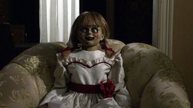 The creepy Annabelle doll from the third film in the series, Annabelle Comes Home. 