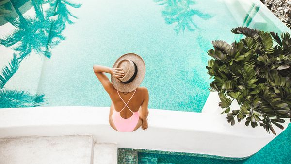 Woman by the pool