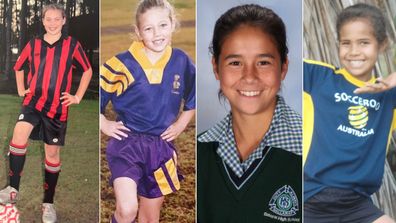 Young Matildas players now and then