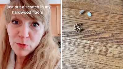 Woman's unusual trick erases scratches in hardwood flooring in seconds
