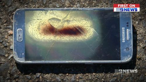 Ms Barwick said the phone started heating up, began smouldering and eventually exploded. Picture: 9NEWS