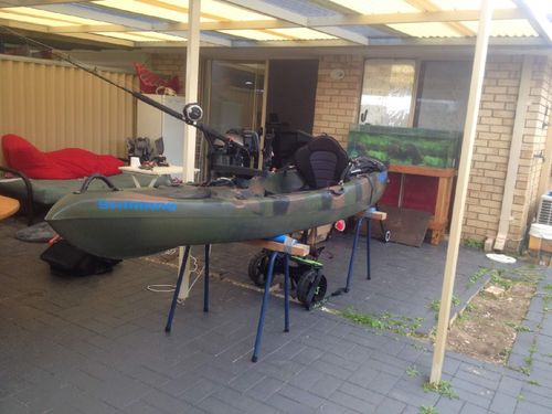 His army green kayak was strapped to the car when it was taken by the thieves. Picture: 9NEWS