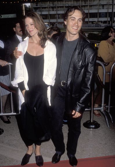 Actor Brandon Lee and Eliza Hutton attend the Alien 3 premiere in 1992 in Century City, California. 