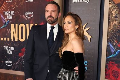 HOLLYWOOD, CALIFORNIA - FEBRUARY 13: (L-R) Ben Affleck and Jennifer Lopez attend the Los Angeles premiere of Amazon MGM Studios "This Is Me...Now: A Love Story" at Dolby Theatre on February 13, 2024 in Hollywood, California. (Photo by Monica Schipper/Getty Images)