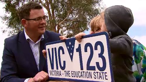 Daniel Andrews plans to change Victoria's number plate slogan if elected. (9NEWS)