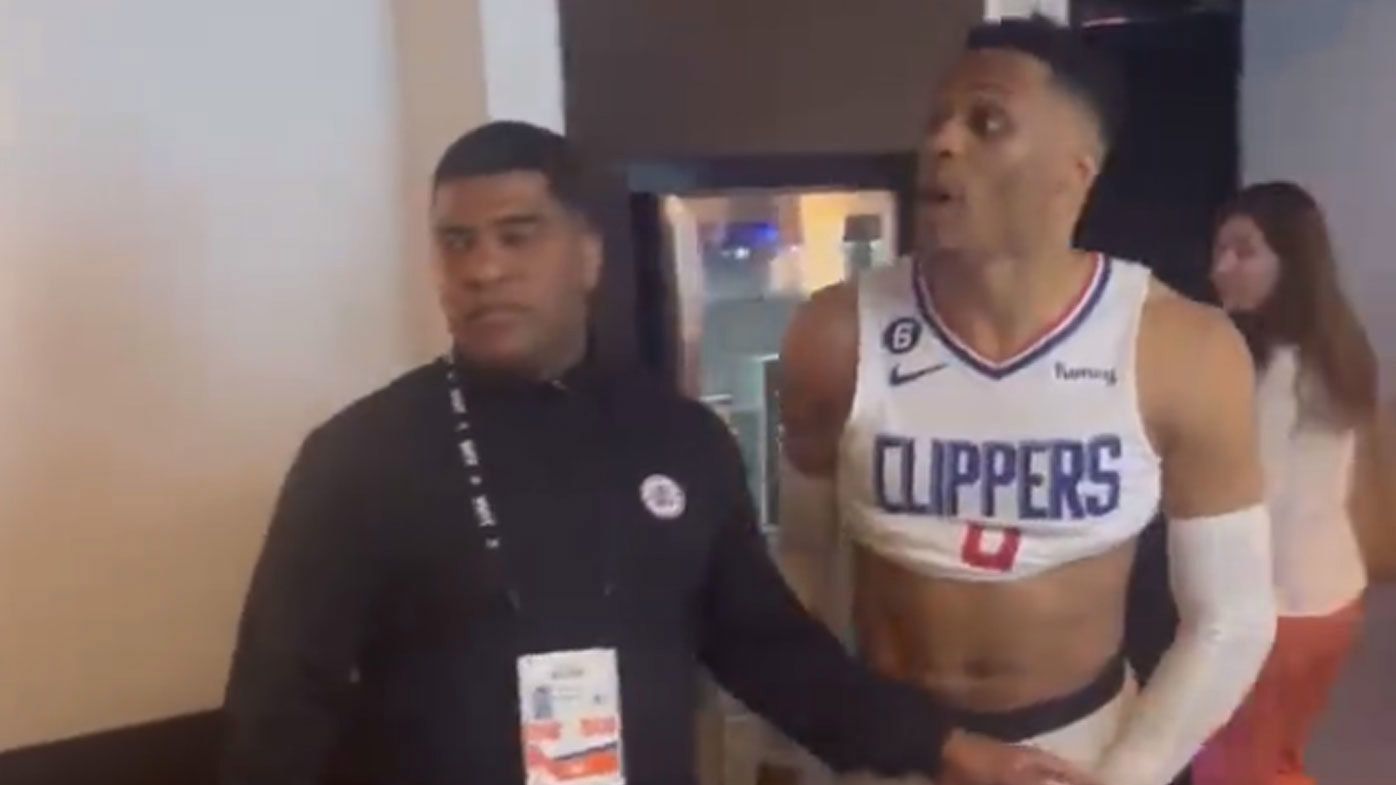 Russell Westbrook was held back by security after confronting an abusive fan following the Clippers&#x27; win