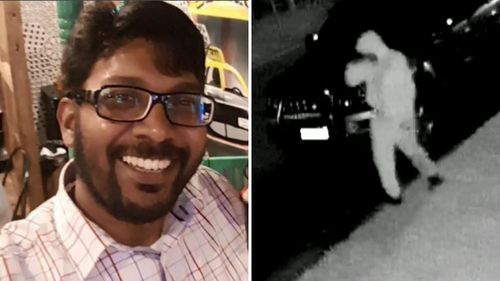 Abdul Mohammed (left) and CCTV showing a suspect in his murder investigation (right).