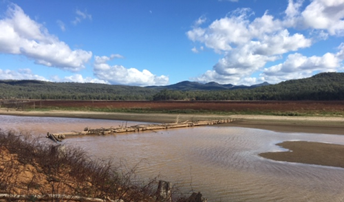 The Wollondilly Bridge can now be seen above the water in the Warragamba catchment.