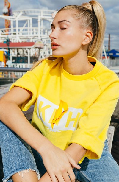 Hailey Baldwin for&nbsp;<a href="https://kithnyc.com/pages/search-results-page?q=power+rangers" target="_blank">Kith</a> x Power Rangers&nbsp;