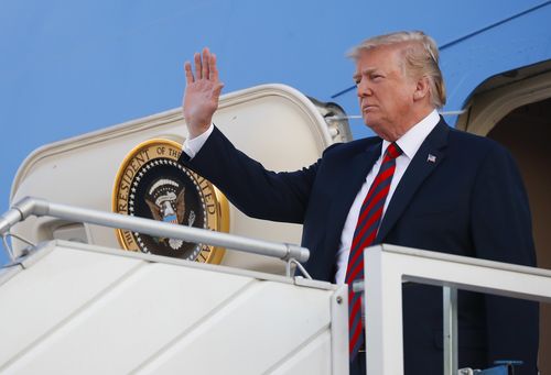 President Donald Trump has arrived in Finland ahead of his talks with Russian counterpart Vladimir Putin. Picture: AAP