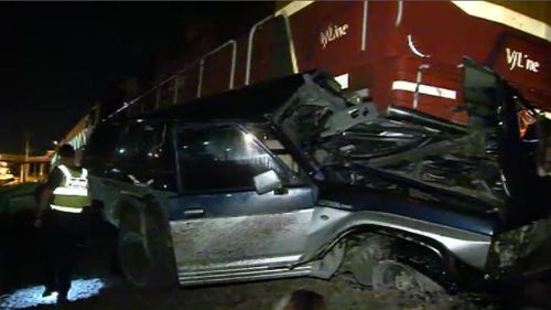 The 4WD was pushed 400 metres along the tracks. (9NEWS)