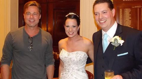Brad Pitt crashes couple's wedding ... girls go 'wild and mental'