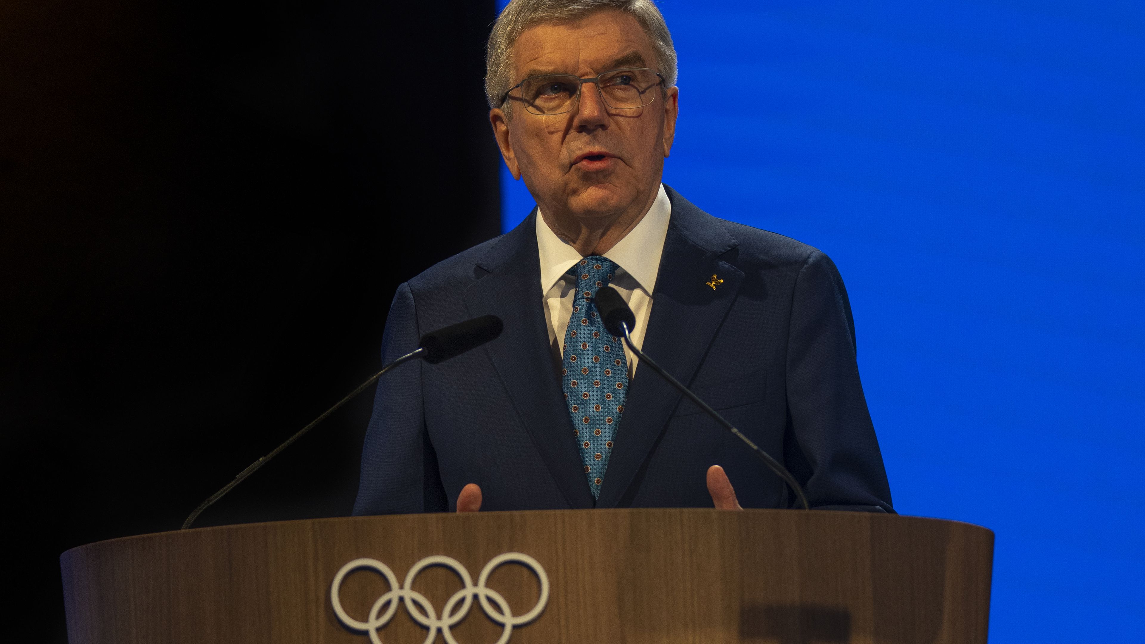 International Olympic Committee president Thomas Bach speaks at the 141st IOC session.