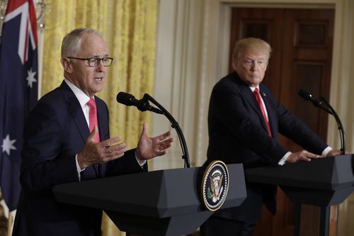 The pair hold a joint news conference after their meeting at the White House. (AAP)