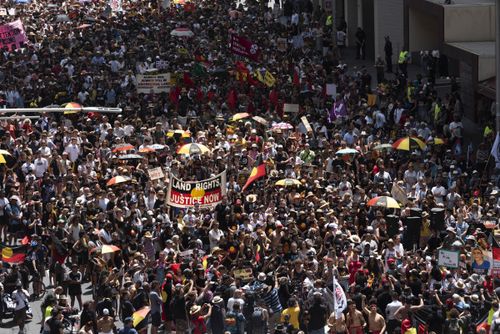 Crowds at the Invasion Day march in Sydney on January 26, 2020.