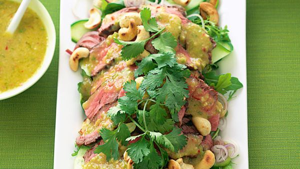 Spicy thai beef salad with nam jim dressing