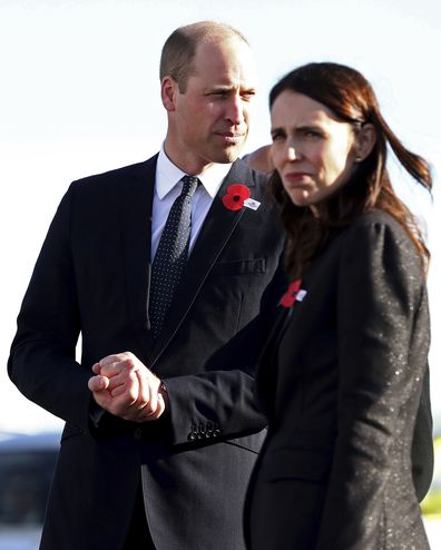 Prince William, left, arrives at Christchurch, New Zealand, with New Zealand Prime Minister Jacinda Ardern Thursday, April 25, 2019.