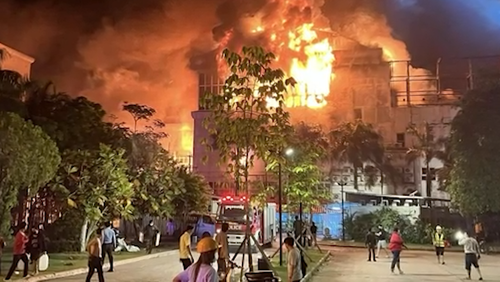 Victims jumped to their deaths from burning buildings in a frantic attempt to escape a deadly fire that engulfed a casino in Cambodia on Wednesday, Thai rescue workers said.