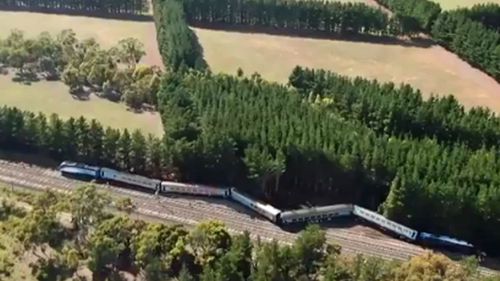 Wallan train derailment ariel