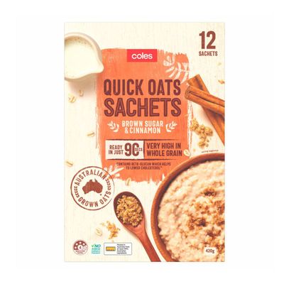 Coles quick oats sachets brown sugar and cinnamon