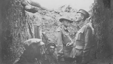 Alex's grandfather (right) pictured at Lone Pine in Gallipoli.