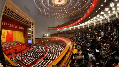 A view shows the opening ceremony of the 19th National Congress of the Communist Party of China (CPC) at the Great Hall of the People. (EPA)