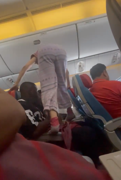 Woman divides opinion after climbing over passenger holding their child on a plane