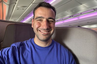 It was difficult to hide my excitement when stepping into business class for the first time ever.