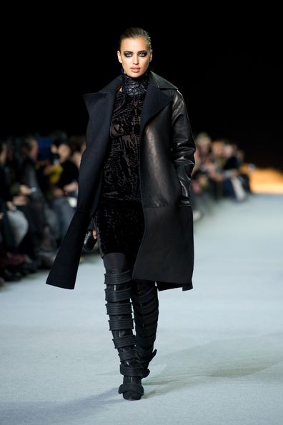 Irina Shayk walks the runway during the Kanye West  Ready-To-Wear Fall/Winter 2012 show as part of Paris Fashion Week at Halle Freyssinet on March 6, 2012 in Paris, France. 