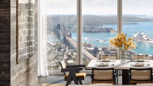 The luxurious home has views of Sydney Harbour, Darling Harbour and the Blue Mountains. 