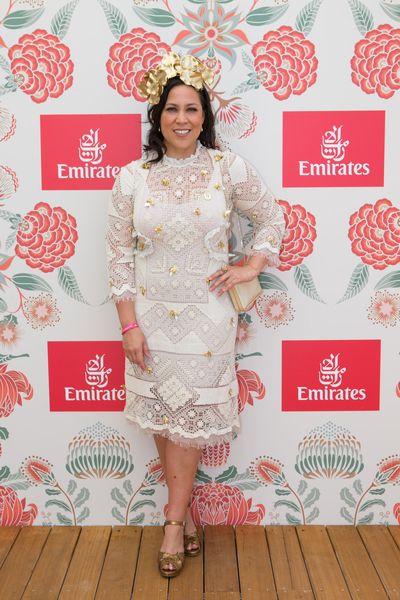Kate Ceberano wearing Nevenka in the Emirates marquee.