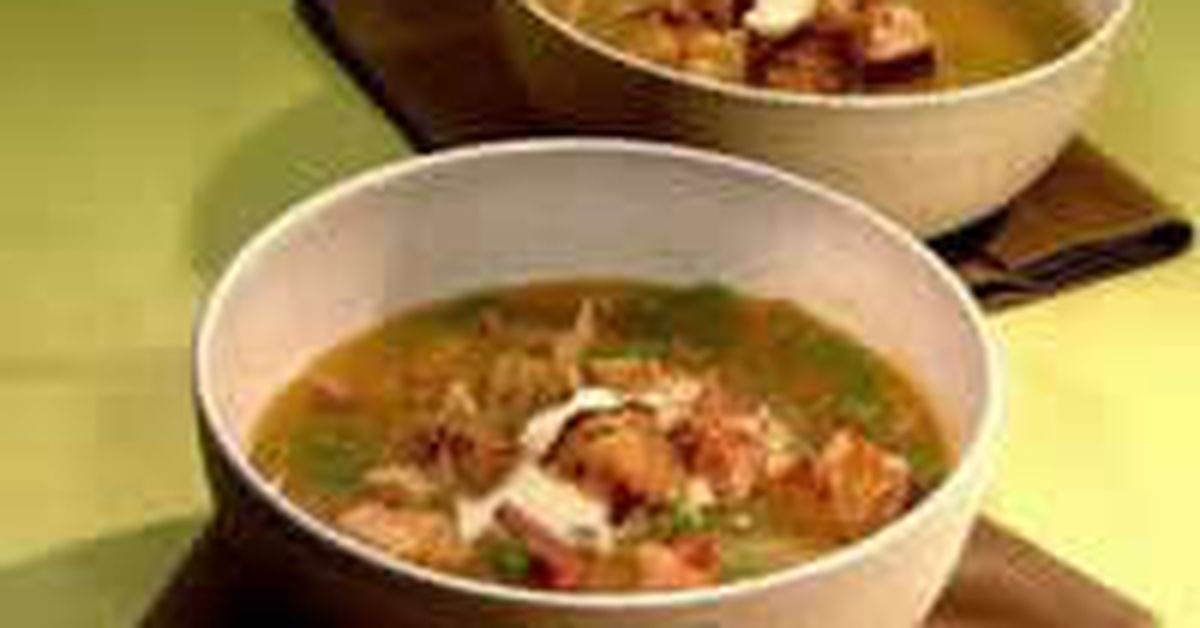 Pumpkin peas and ham soup with croutons - 9Kitchen