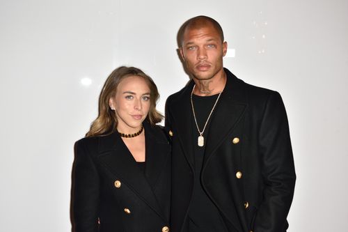 Jeremy and Chloe at the Balmain Homme show at Paris Fashion Week this year. Picture: AAP