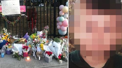 Floral tributes have been placed outside Banksia Public School (left) following the deaths of two eight-year-old boys, with the funeral taking place at Lakemba mosque for one of them on Thursday (Image: Supplied)