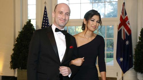 Top White House aides Stephen and Katie Miller at a reception for Prime Minister Scott Morrison last year.