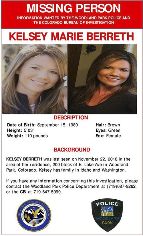 This online missing person poster provided by the Woodland Park Police Department shows Kelsey Berreth. 